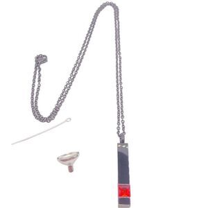 Black bar red crystal ash urn pendant necklace
